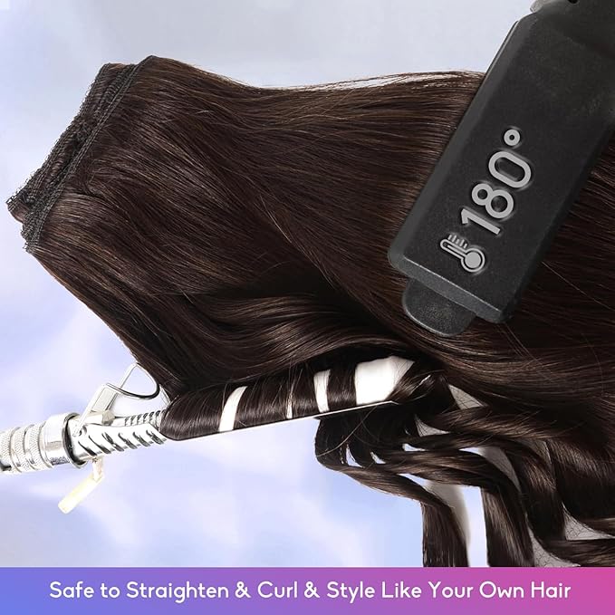 Dark Brown Clip in Hair Extensions Real Human Hair Invisible Seamless Remy Human Hair Clip in Extensions for Women 20Inch 105g, 8pcs Per Set with Double Weft