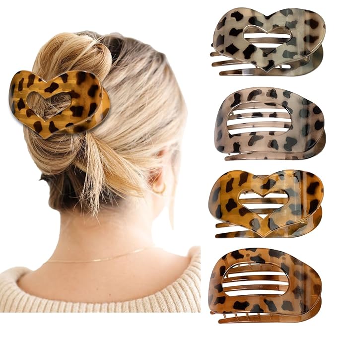 Flat Hair Claw Clips for Women,Matte Medium Hair Clips for Thick & Thin Hair- Comfortable Everyday Use for Office, Yoga, Party & Casual Styling (4PCS B)