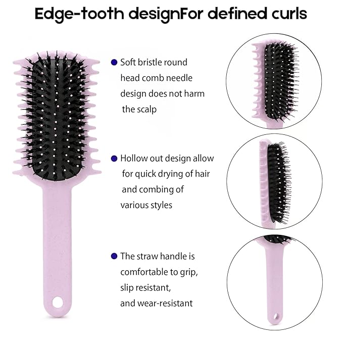 Curly Hair Brush, Volume Curl Defining Brush for Detangling Shaping and Styling Women's Curls, Reduce Pulling (Green)