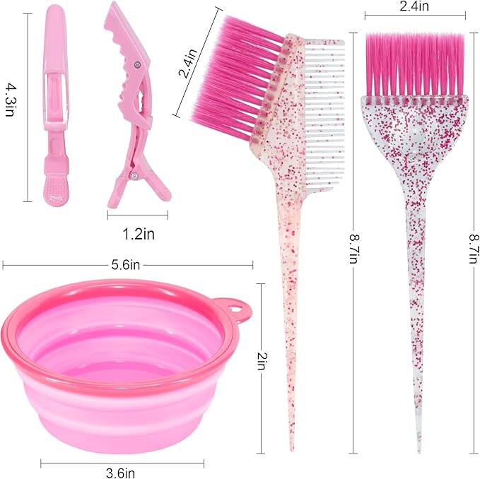 11pcs Hair Coloring Kit - Professional Salon Tools for DIY Mixing, Includes Clips, Bowl, Dye Brush, Earmuffs - Perfect for Bleaching and Dye