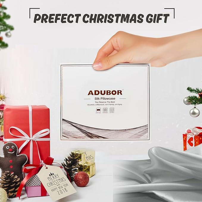Adubor 100% Silk Pillowcase - Mulberry Silk Pillow Cases, 23 Momme 6A Grade Fibers, Silk Pillow Case for Hair and Skin Health, with Hidden Zipper (Standard 20''×26'', Dark Gray, 1PC)
