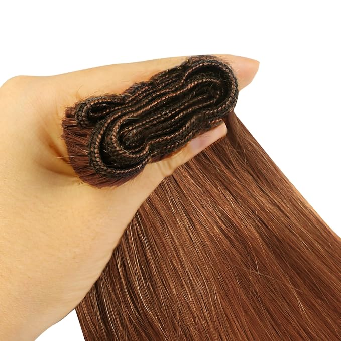 YoungSee Sew in Hair Extensions Real Human Hair Copper Weft Hair Extensions Copper Colorful Human Hair Extensions Sew in for Women 100G 16Inch
