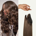 Luxy 100% Remy Human Hair – Halo Clip-In Hair Extensions –Natural Looking Volume & Length - One-Piece - Easy 5-Min Application 140 grams 16" Medium Natural Brown