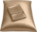 BLISSFORD Satin Pillowcase with Zipper, for Hair and Skin Care, Feels Soft and Cool Like a Silk Pillowcase, Beige Satin Pillow Cases 2 Pack, Slik Pillow Cover, King Size, Set of 2