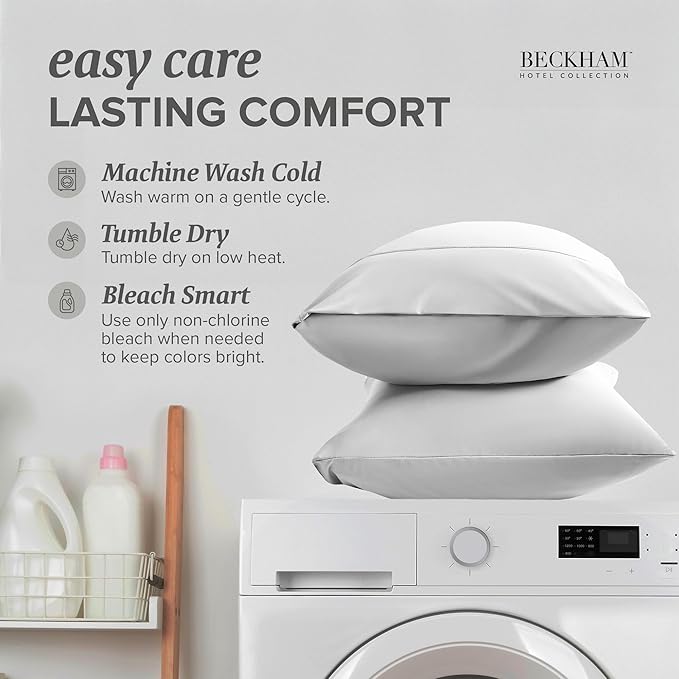 Beckham Hotel Collection Cooling Pillowcases for Hot Sleepers, King Size Set of 2, Cool Bedding, Envelope Closure, Silky Soft, Breathable, Moisture-Wicking, White