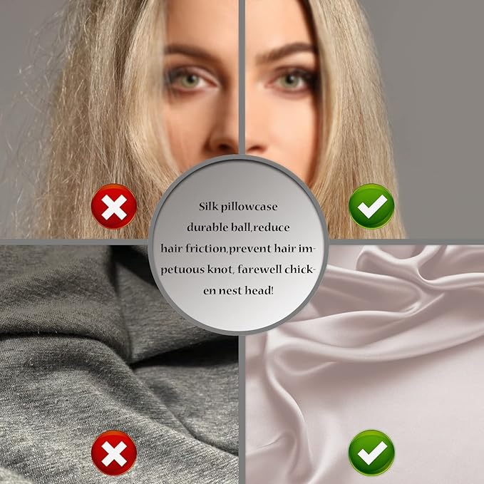 Mulberry Silk Pillowcase for Hair and Skin Pillow Case with Hidden Zipper Soft Breathable Smooth Cooling Silk Pillow Covers for Sleeping (Apricot Gray, King（20"X 36"）)