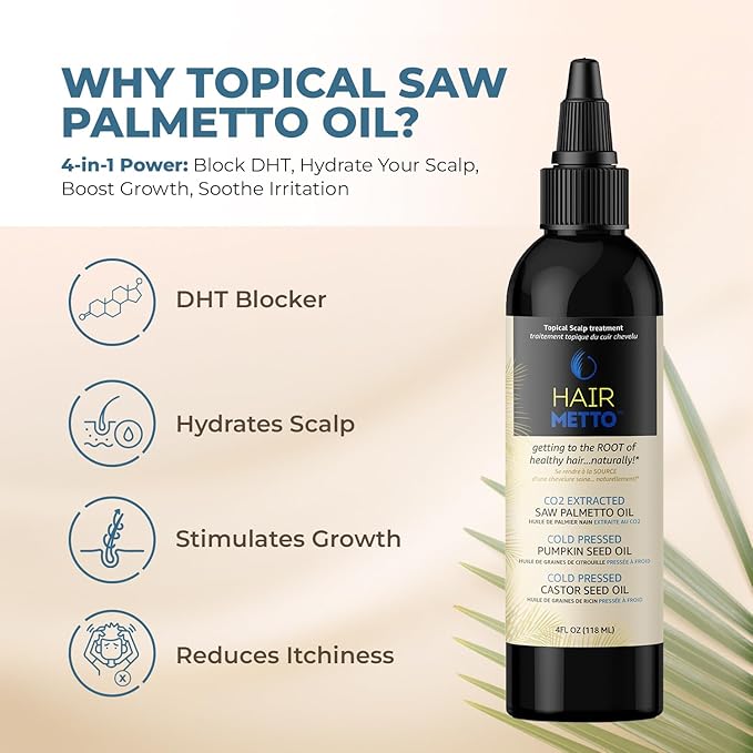 Pumpkin Seed Oil with Saw Palmetto Extract for Hair Growth – 10X Potency Targeted Scalp Treatment with Castor, Lavender Scent & Rosemary Oil for Growth, Stronger, Fuller Hair 4oz (118ml)