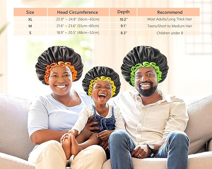 mikimini Extra Large Black Shower Cap for Women and Men Thick Long Hair Braids, Reusable Waterproof Double Layers XL Bathing Hair Caps with Vibrant Yellow Edge (Black)
