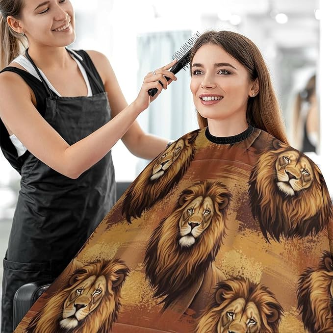 Extra Long Hair Cutting Salon Cape, Haircut Apron Lions Animal King Hair Cutting Cloak for Hair Dye