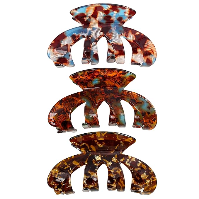 Jayongnee Clips for Women - Octopus Claw Clip - Hair Clips for Long and Thick Hair, Non-Slip Big Claw Strong Hold Hair Unbreakable 3 PCS