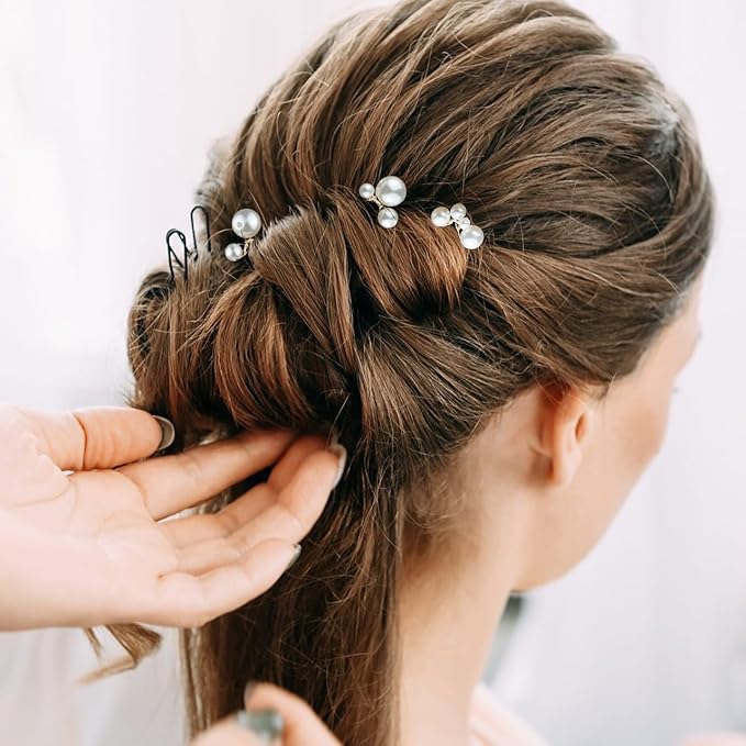 10PCS Gold Wedding Bridal Hair Combs Pearl Hair Pins Clips Vintage Hair Headpiece Jewelry for Bridesmaids Brides Flower Girls Hair Accessories
