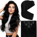 Ve Sunny Black Clip in Human Hair Extensions Remy Human Hair Clip in Extensions 14inch Clip in Hair Extensions Real Human Hair Easy to Wear 100g