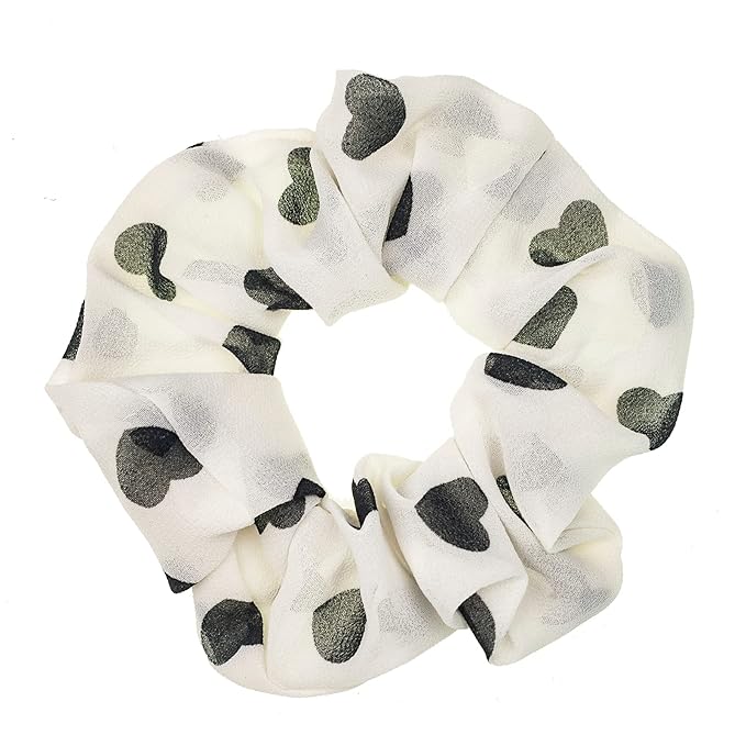 LOOKSEVEN Scrunchies for Hair Women, 5PCS Bandana Scrunchy Hair Ties, Heart Shape
