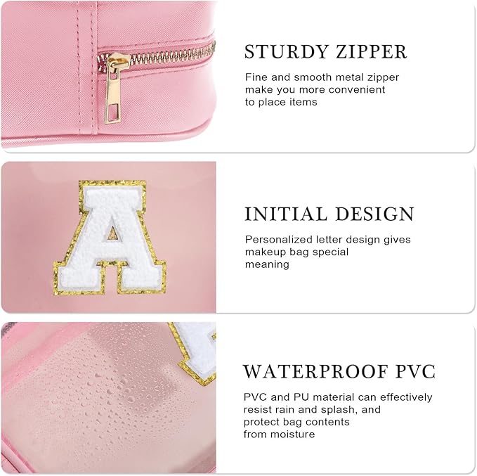 YOOLIFE Christmas Gifts for Grandkids Teacher Gift Travel Toiletry Bag Clear Makeup Bag Travel Essentials Christmas Gifts for Girls Teen Girlfriend Kids Birthday Gift Stocking Stuffers Pink J