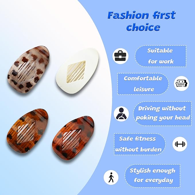 4 PCS Flat Large Hair Clips for Women, Duck Billed Lay DownHair Claw Clips, Strong Hold Matte Hair Barrettes for Women Thin Hair, Duck Billed Lay Down Hair Clips, designed for women