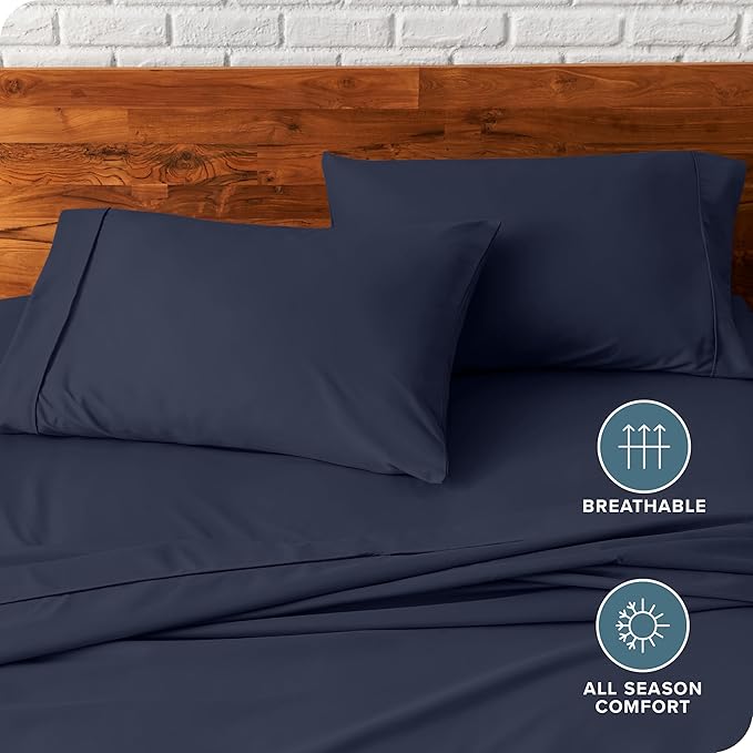 Bare Home Premium 1800 Ultra-Soft Microfiber Pillowcase Set - Double Brushed - Hypoallergenic - Wrinkle Resistant (King Pillowcase Set of 2, Midnight Blue)