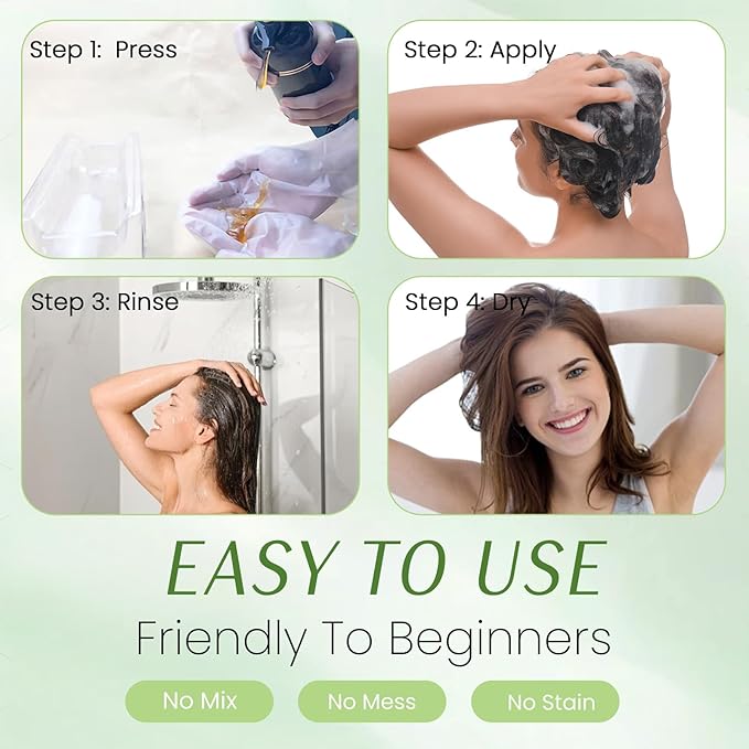 Hair Dye Shampoo 3-in-1, Instant Natural Hair Color Shampoo for Women Men Champu Para Canas Mujer Wine Red, Lasting 3-4 Weeks & Easy to Use & All Hair Types & Root Touch Up, 500ml