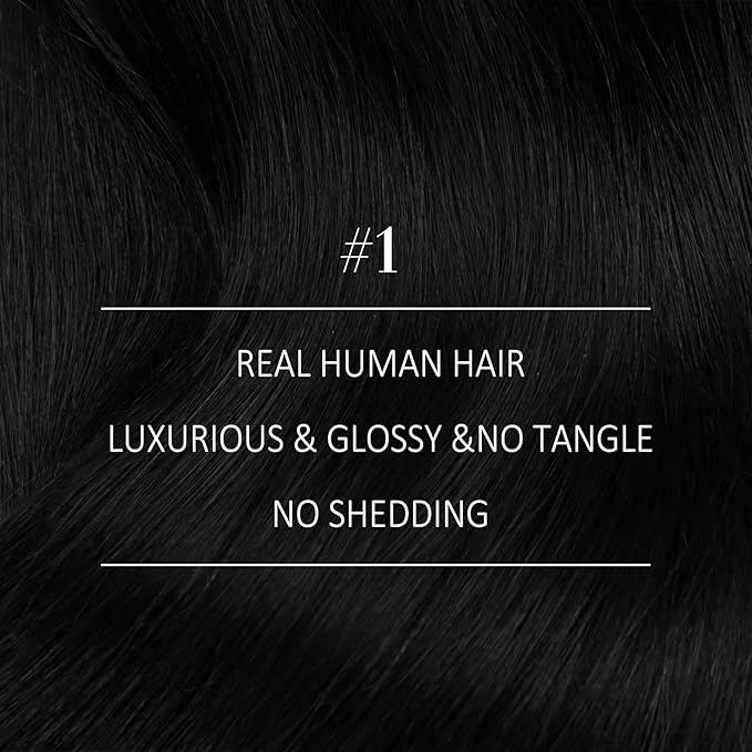 YoungSee 125G Weft Hair Extensions Human Hair Black Sew in Extensions Jet Black Thick Human Hair Weft Extensions for Black Women 22Inch