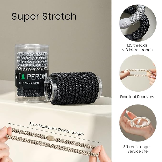 EVITA PERONI Hair Ties 12 Pcs Set, High Elastic Ponytail Holders, Hair Ties No Damage for Thick Curly Hair Women Men, Mothers Day Gifts (Black)