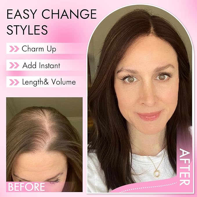 Isaic Hair Toppers for Women with Thinning Hair, 24 Inch Synthetic Clip in Topper Hair Extensions with Adjustable Band, Layered Wiglet Adds Volume and Natural Coverage (Dark Brown)