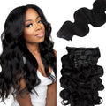 Lashey Seamless Clip in Hair Extensions Human Hair 150g 9pcs 20 Inch Body Wave #1 Jet Black Clip in Hair Extension for Women Natural Hair Extension