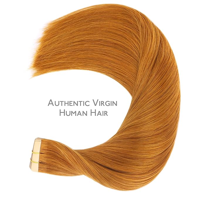 WENNALIFE Tape in Hair Extensions Human Hair, 20pcs 50g 16 inch Auburn Ginger Remy Hair Extensions Straight Human Hair Tape in Extensions Skin Weft Tape Extensions Human Hair