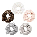 LILYSILK Silk Scrunchies for Frizz & Breakage Prevention - Mulberry Silk Ponytail Holders, Elastic Hair Ties, 5Pcs, Random Color