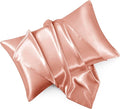 Rose Gold King Size Satin Pillowcase Set of 2 with Envelope Closure,Rose Gold Silk Pillowcase for Hair and Skin (20x36)