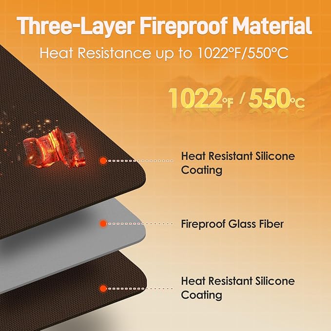 Heat Resistant Mat for Air Fryer, 15 x 18in Heat Resistant Mat for Countertop, Fireproof Silicone Countertop Protector Appliance Slider for Air Fryer, Coffee Maker, Toaster, Oven - Brown