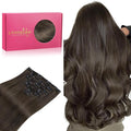 WENNALIFE Clip in Hair Extensions Real Human Hair, 18 Inch 120g 7pcs Human Hair Extensions Clip In Human Hair, Cool Dark Brown Clip In Real Hair Coloured Remy Human