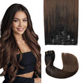 Pro2.0 Remy Real Human Hair Extensions Clip ins 120g Thick 7pcs Color #1BT4 Natural Black Fading to Middle Brown Remy Clip in Hair Extensions Real Human Hair 16inch Double Weft（#1BT4-16inch）