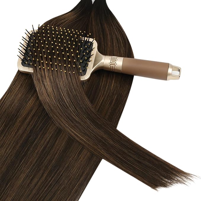 YoungSee U Tip Hair Extensions Human Hair Brown Balayage Utip Hair Extensions Human Hair Dark Brown Ombre Keratin Tip Hair Extensions Real Human-Hair 16In Ombre K Tips Hair 50s/50G for Everyday Wear