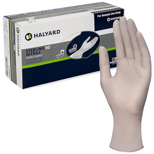 HALYARD Sterling SG Nitrile Powder-Free Exam Gloves, 3.7 mil, 9.5 Inches, Gray, X-Large, 41662 (Case of 2300)