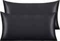 NTBAY 2 Pack Satin King Pillowcases for Hair and Skin, Luxurious and Silky Pillow Cases with Envelope Closure, 20x36 Inches, Black