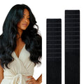 GOO GOO Genius Tape in Hair Extensions, Hand Tied Tape Weft, 1 Jet black, 20inch 50g 20pcs, Remy Human Hair, Seamless Invisible Tape, Natural Blend, Lightweight