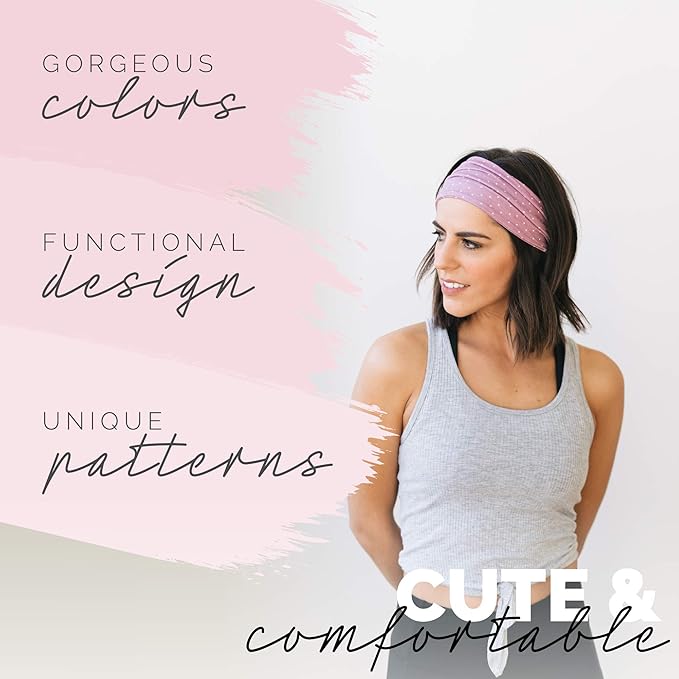 Maven Thread 4" Wide Workout Headbands for Women (2 Pack) – Non-Slip Sweatbands for Gym, Running & Yoga