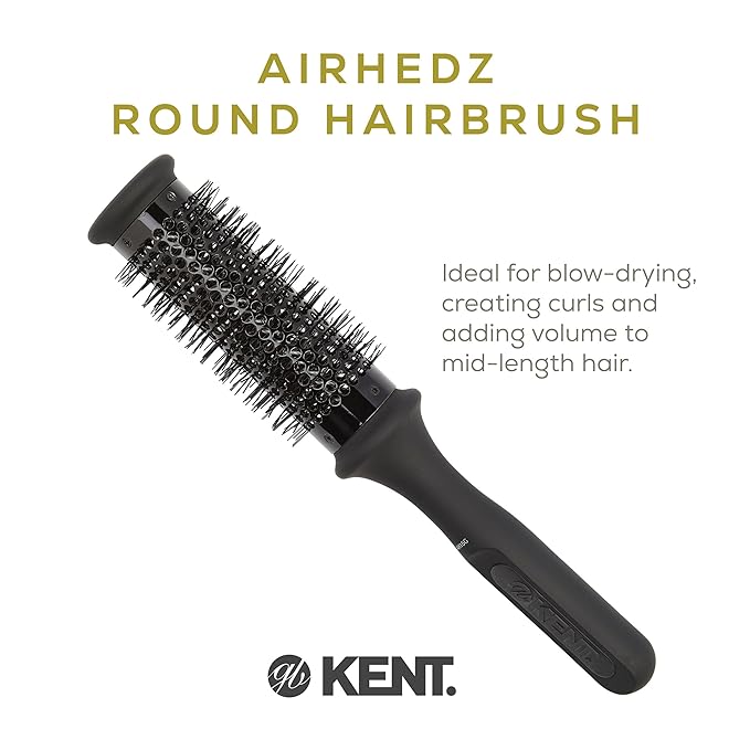 Kent AH15G AirHedz Ceramic Round Brush for Blow Drying, Blow Dryer Hair Brush for Long Bobs and Short to Mid-Length Hair, Features Ceramic Barrel for Accurate Results and Faster Drying Time.