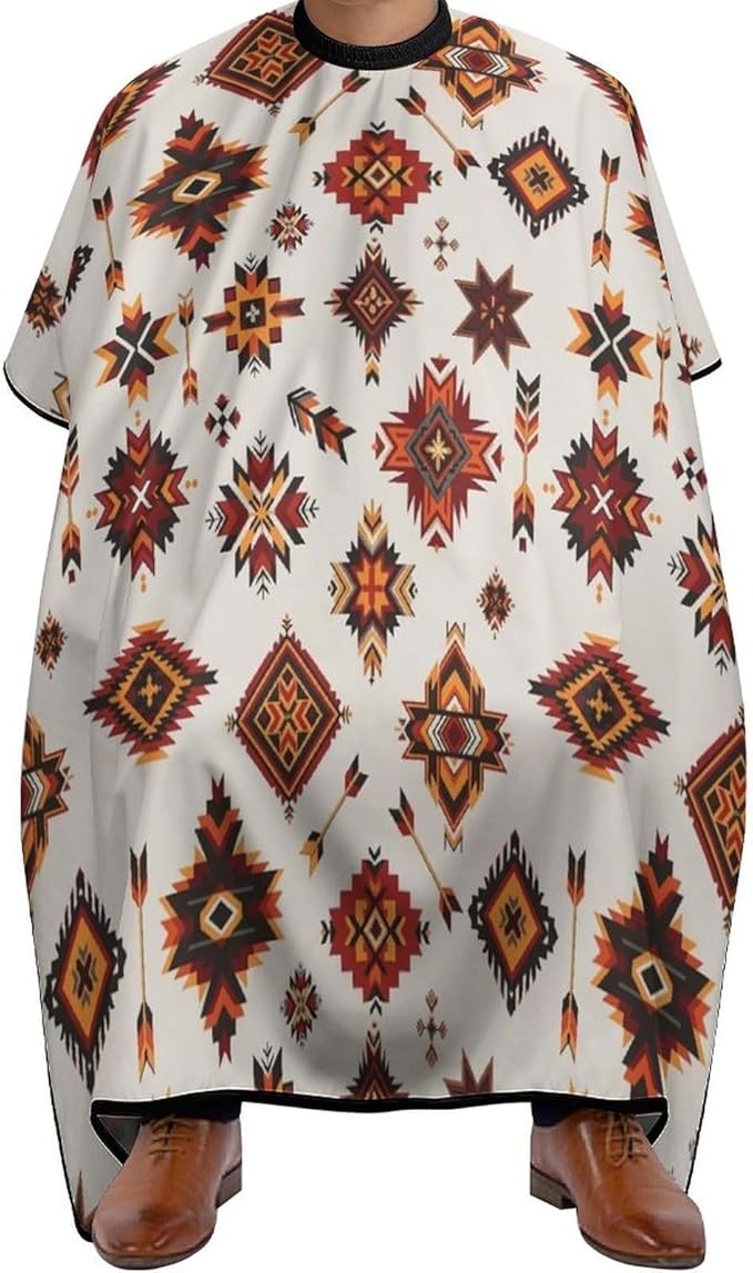 Extra Long Hair Styling Cape, Professional Hair Cutting Apron Navajo Aztec Pattern Shampoo Cutting Household Capes Wrap for Hair Cutting Styling