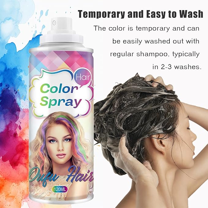 Temporary Hair Color Spray, White Hair Dye Pomades for Kids and Women-Perfect for Cosplay, Christmas, and Halloween Parties, Natural Washable Quick-Drying, One-Time Use in one wash (White, 120ml)