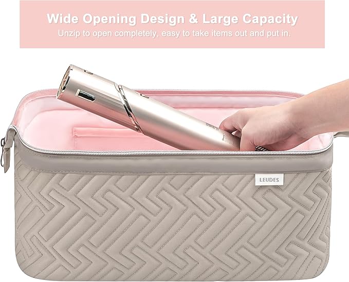 Leudes Hair Tools Travel Bag for Shark Flexstyle Carrying Case Portable Shark Hair Air Wrap Dryer Case Waterproof Dustproof Flat Curling Iron Travel Organizer (Camel)