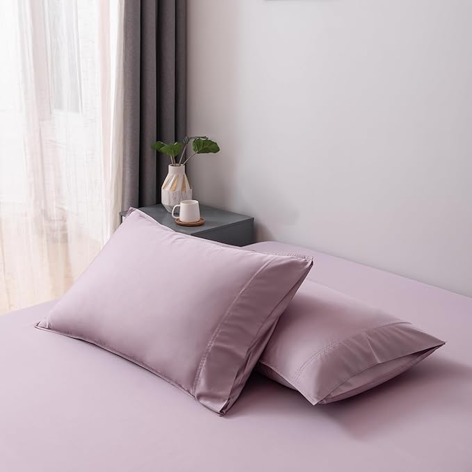 Bella Coterie | Luxury Bamboo Queen Size Pillowcase Set | 100% Organically Grown Bamboo Viscose | Ultra Soft | Cooling | 2 Pcs [Lilac]