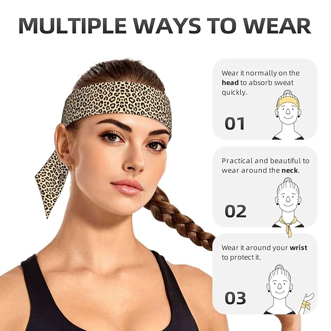Men Women Novelty Sports Sweat Bands Hair Accessories for Sports Workout Shower, Elastic Multi Style Animal Cheetah Leopard Print Hair Band Headdress