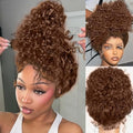 250 Density 34 Inch Deep Wave 360 Lace Front Wigs Human Hair Full Chocolate Brown Lace Front Wig Pre Plucked with Bady Hair Curly Wig 360 Glueless Lace Frontal Wigs for Women