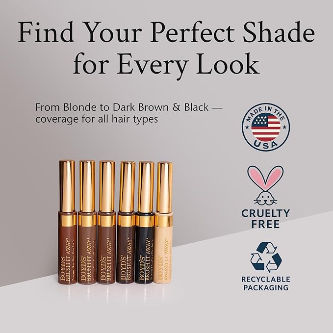 Boyd’s Brush It Away | Grey Hair Root Touch Up for Women & Men | Temporary Hair Color Mascara | Quick-Dry Water-Resistant Concealing Formula | Black, 2-Pack