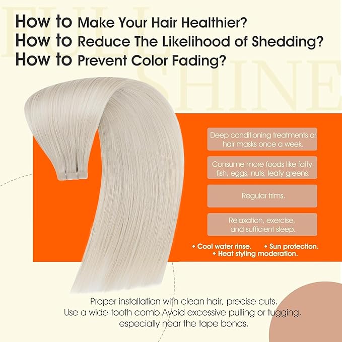 Full Shine Injection Tape in Human Hair Extensions Color 1000 Blonde Remy Hair Extensions Tape in Insert Seamless Invisible Skin Weft Versatile Styling Lightweight 22Inch 50G Reusable 20Pcs