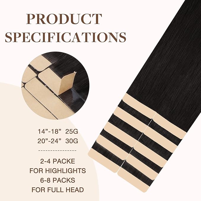 GOO GOO Tape in Hair Extensions Human Hair, 2 Dark Brown, 16inch 25g 10pcs, Skin Weft Seamless Invisible, Silky Straight with Thick Ends, Remy Human Hair