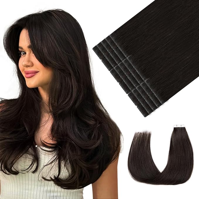 Youngsmile Invisible Tape in Hair Extensions Human Hair, #2 Dark Brown,20pcs 40g,18 Inch Remy Seamless Injection Tape in Human Hair Extensions (#2,18'')