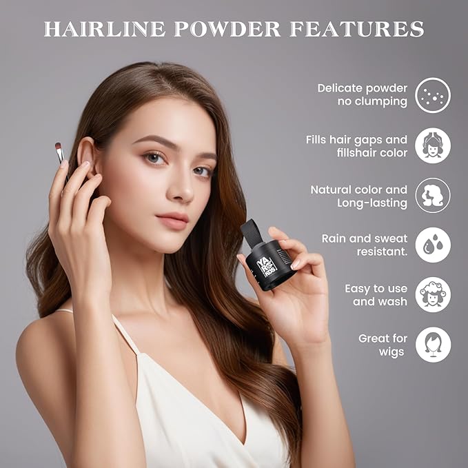 Hairline Shadow Powder, Dark Gray, Root Touch Up Powder for Instantly Gray Hair Cover Up, Women Color Root Coverage for Thinning Grey, Mens Roots Concealer for Hair Loss Beard Line, #4