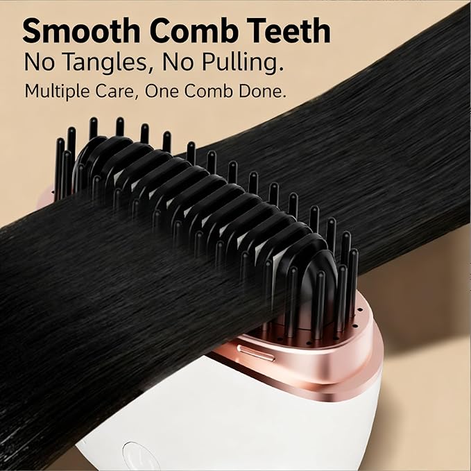 Mini Straightener, New Rechargeable Wireless Portable Hair Straightener Comb, 3-Speed Temperature Control, Rapid Heating & Anti Scald Shell,Idea for Home Travel (White)