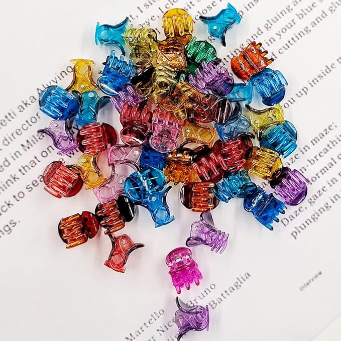 50 PCS Mini Hair Claw Clips， Bangs Strong Grip Multifunction Clamp Clips. (Transparent color)